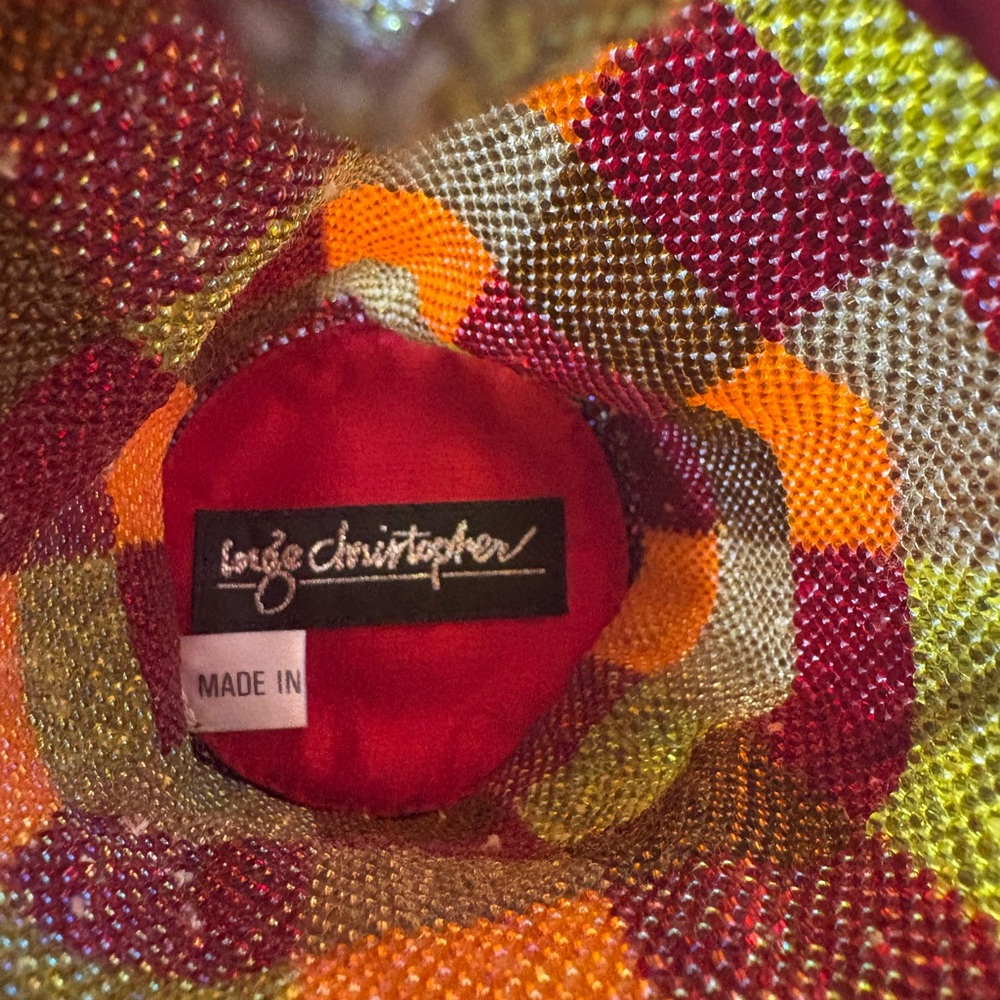 Multicolor Checkered Mini Bag with Drawstring - Picture 3 of 3